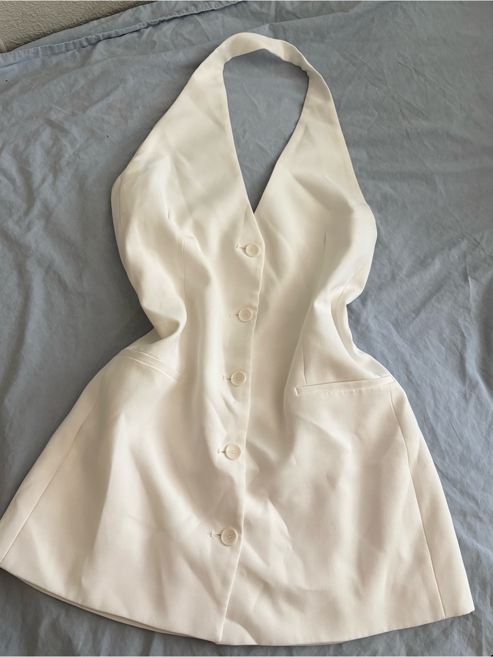 Zara White Halter dress Button-Front Dress